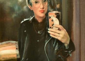 Malena Pichot portrait - Oil-resin on wood panel. 60 x 45 cm. 2019